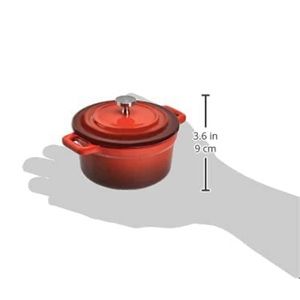 AmazonCommercial Enameled Cast Iron Covered Mini Cocotte 10.3-Ounce Red